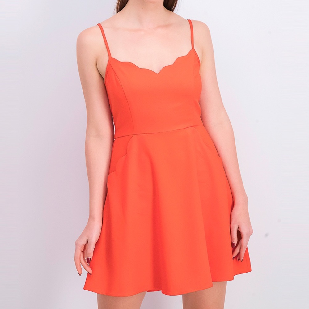 Market & Spruce Pixley Scalloped Coral Dress M